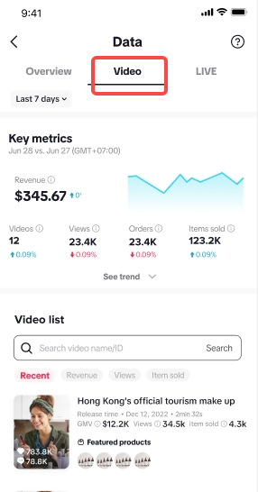 Interacciones de contenido en TikTok